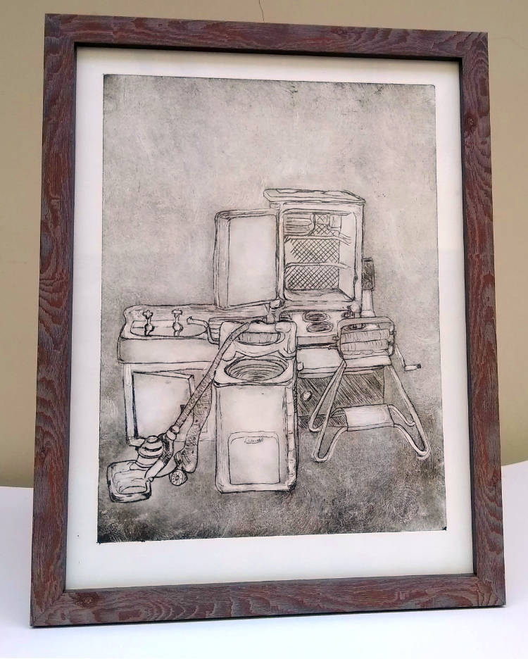 Furniture Drypoint framed